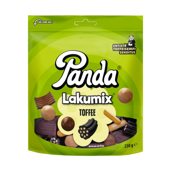 Panda LakuMix Toffee Lakritsblandning 250 g – mix av toffee och lakrits med stänger, fyllda bitar och chokladkulor