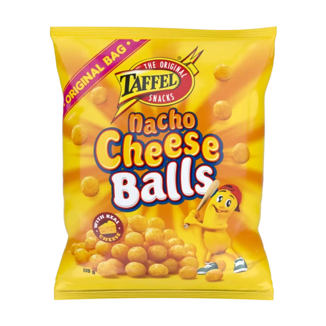 Taffel Nacho Cheese Balls kryddade ostsnacks 115 g