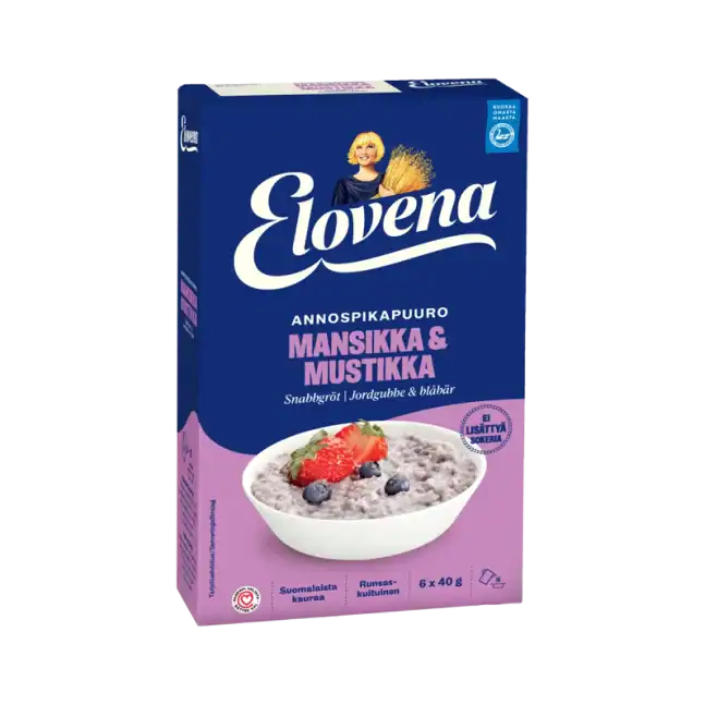 Elovena Jordgubb och Blåbär - 210g portionsförpackad