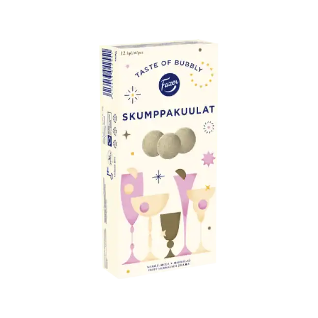 Fazer Skumppakuulat 260 g godisbox – mjuka veganska gelégodisar med champagnesmak