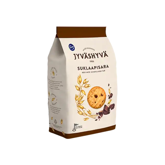 Fazer Jyväshyvä Suklaapisara kex 350 g – krispiga havrekex med chokladbitar