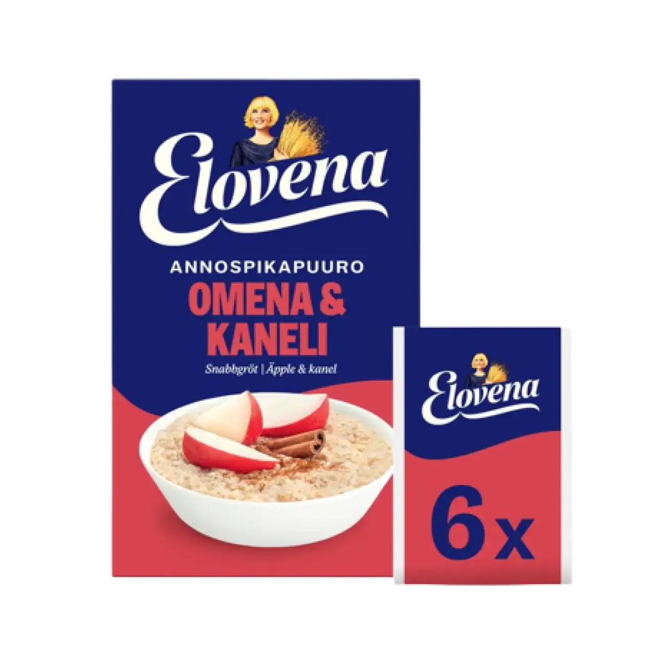 Elovena 210g äpple-kanel portionsförpackad snabbgröt
